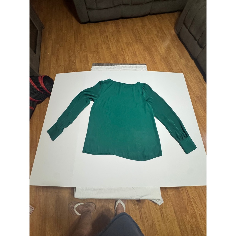 Express Emerald Green Long Sleeve Button Cuff Blouse Medium